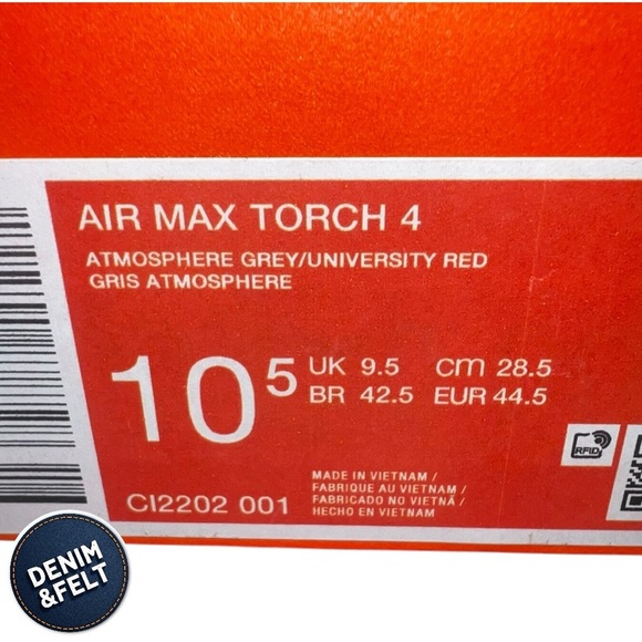 Nike Air Max Torch 4 Running Athletic Shoes | Atmosphere Grey/University Red|NEW - Picture 16 of 16